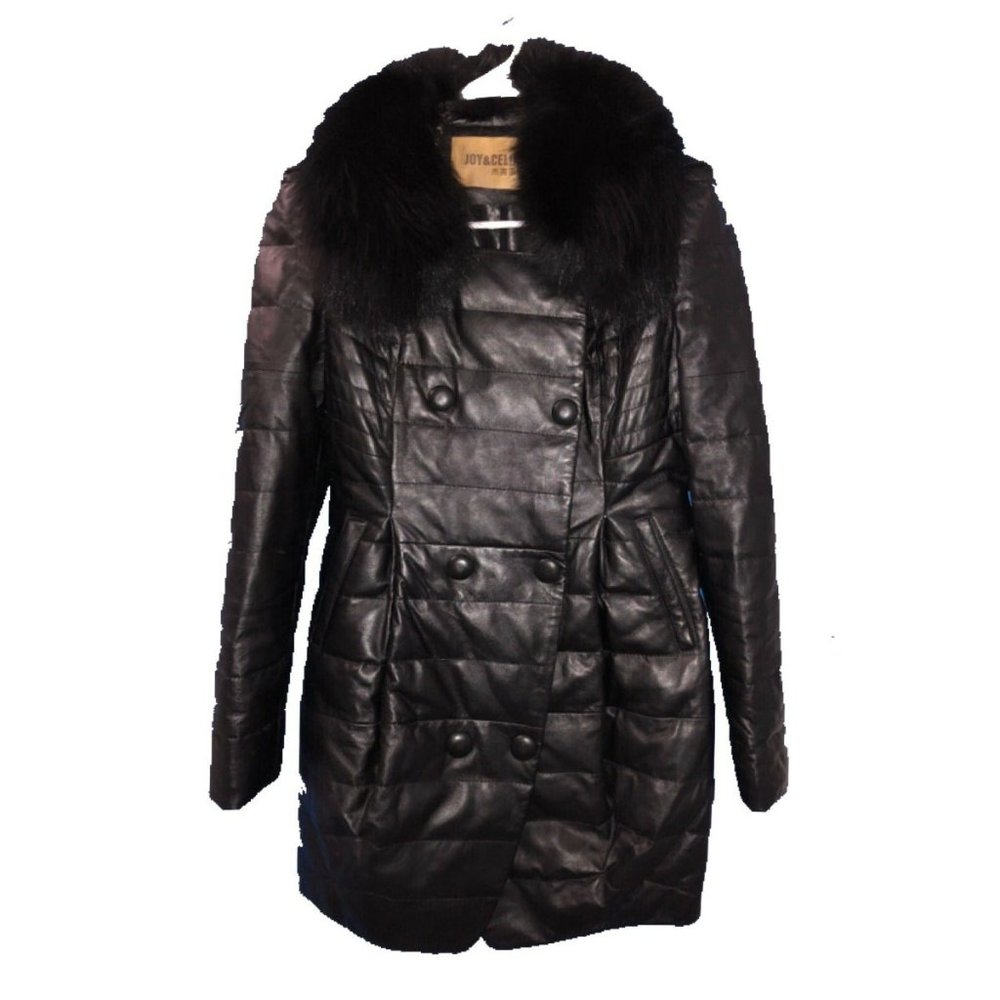 Genuine Leather Fox Fur Down Puffer Coat